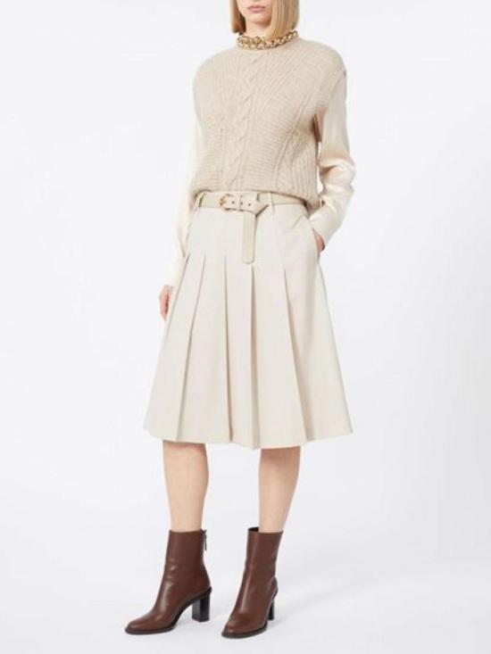 25FW 막스마라 스튜디오 미디 스커트 252610604265001E15 Beige - MAX MARA STUDIO