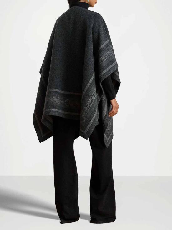 25FW 랄프 로렌 BLTNG 자카드 울 블렌드 판초 454960134004 Black - RALPH LAUREN