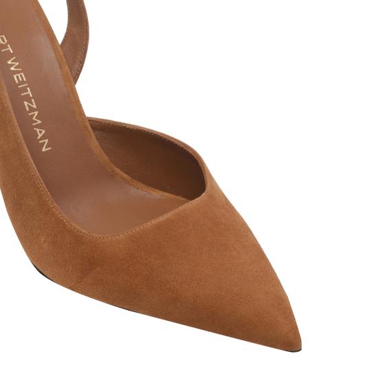 26SS 스튜어트 와이츠먼 힐/펌프스 SM363 VINNIE 85 DORSAY SLINGBACK SUEQPI Brown - STUART WEITZMAN