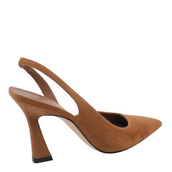 26SS 스튜어트 와이츠먼 힐/펌프스 SM363 VINNIE 85 DORSAY SLINGBACK SUEQPI Brown - STUART WEITZMAN