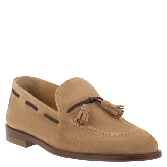 26SS 브루넬로 쿠치넬리 태슬 스웨이드 소프트 로퍼 MZUCCLB744 BEIGE - BRUNELLO CUCINELLI