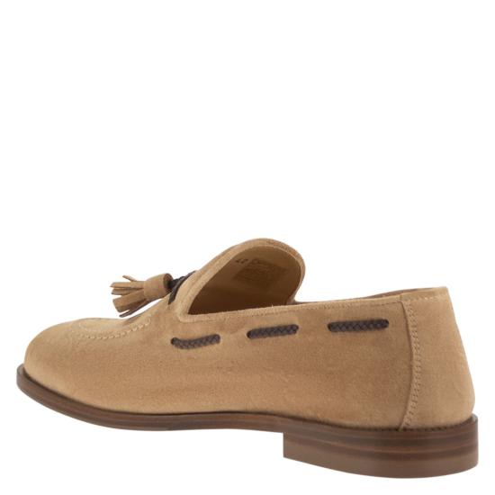26SS 브루넬로 쿠치넬리 태슬 스웨이드 소프트 로퍼 MZUCCLB744 BEIGE - BRUNELLO CUCINELLI
