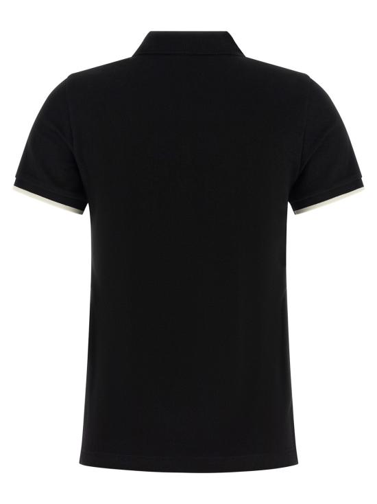  몽클레어 반팔 티셔츠 몽클레르 로고 패치 폴로 셔츠 블랙 - MONCLER