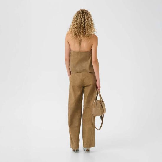  게스투즈 스트레이트 팬츠 Gestuz Estelle 팬츠 탠 스웨이드 - GESTUZ