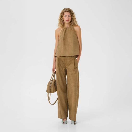  게스투즈 스트레이트 팬츠 Gestuz Estelle 팬츠 탠 스웨이드