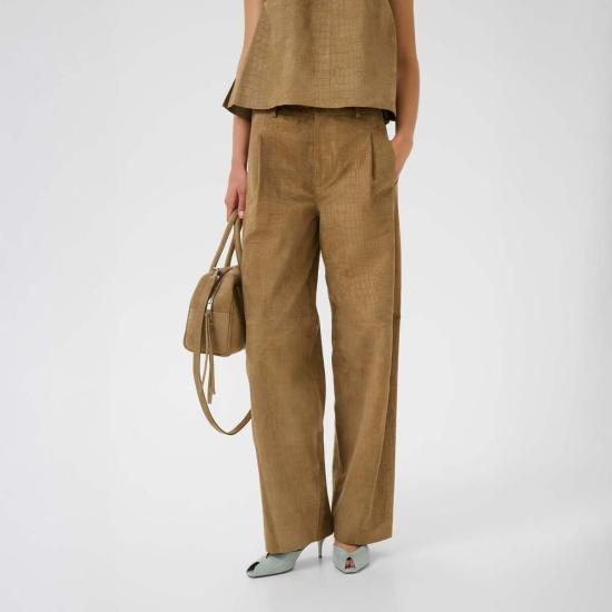  게스투즈 스트레이트 팬츠 Gestuz Estelle 팬츠 탠 스웨이드 - GESTUZ