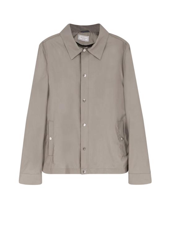  브루넬로 쿠치넬리 긴팔 셔츠 Brunello Cucinelli 실크 블렌드 셔츠 카키