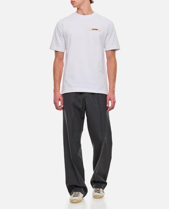  자크뮈스 반팔 티셔츠 그로스 그레인 로고 티셔츠 화이트 - JACQUEMUS