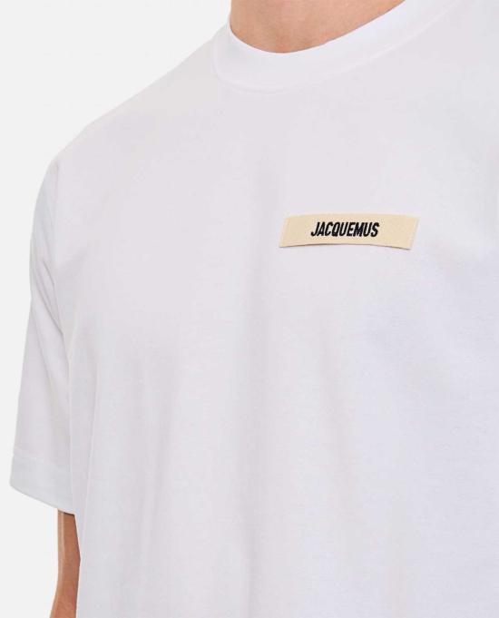  자크뮈스 반팔 티셔츠 그로스 그레인 로고 티셔츠 화이트 - JACQUEMUS