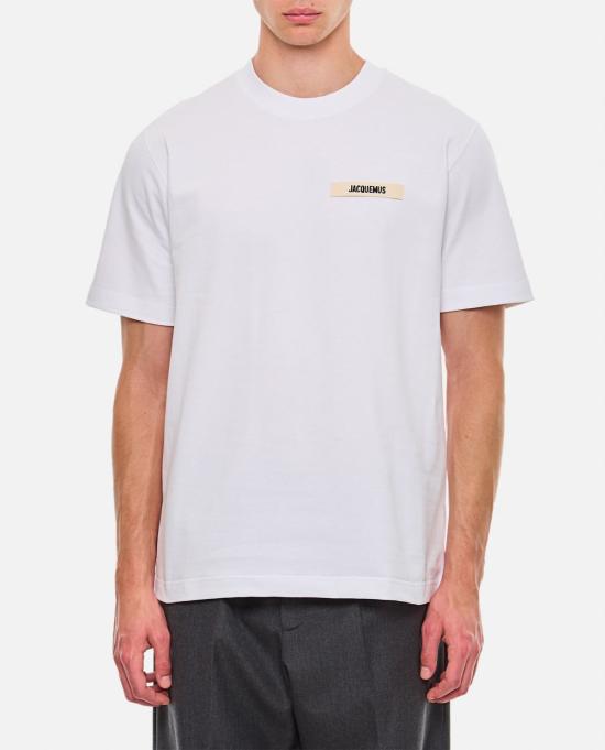  자크뮈스 반팔 티셔츠 그로스 그레인 로고 티셔츠 화이트