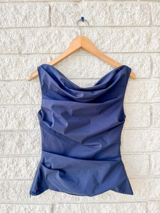  조나단 심카이 블라우스 마이젤 코튼 드레이프 탑 미드나잇 - JONATHAN SIMKHAI