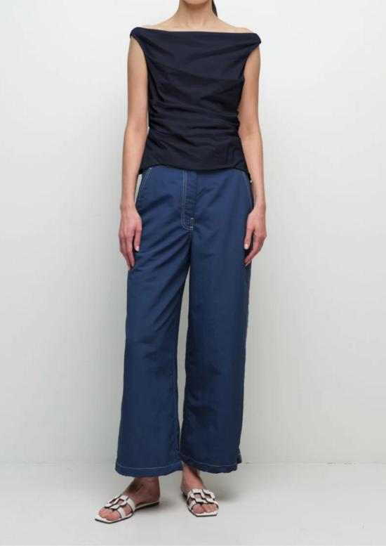  조나단 심카이 블라우스 마이젤 코튼 드레이프 탑 미드나잇 - JONATHAN SIMKHAI