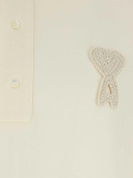  아미 폴로 티셔츠 알렉상드르 마티우시 폴로 셔츠 (ADC 패치 로고 포함, 면 소재, 흰색) - AMI