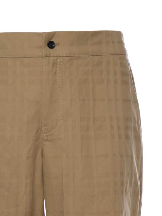  버버리 스트레이트 팬츠 체크 코튼 팬츠 베이지 - BURBERRY