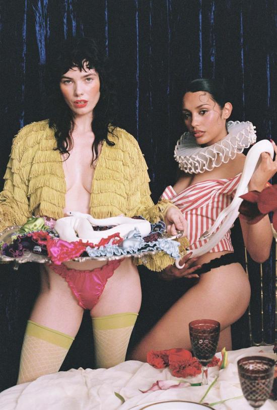  Le Boudoir Los Angeles 팬티 Leboudoirlosangeles La Arielle 실크 탕가  퓨시아 - OTHER BRANDS