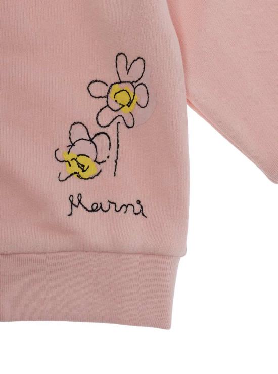  [키즈] 마르니 풀오버 키즈 자수 로고 크루넥 스웨트셔츠 핑크 - MARNI