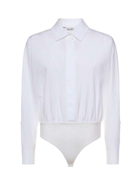  막스마라 바디수트 티셔츠 포플린 보디수트 옵티컬 화이트