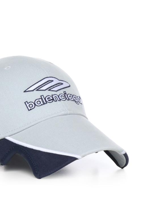  발렌시아가 모자 3 B 풋볼 캡 (코튼 드릴 소재, 라이트 그레이/블루) - BALENCIAGA