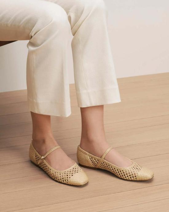  베로니카비어드 플랫 슈즈 베로니카 비어드 엘리 라피아 메리 제인 플랫 내추럴 라피아 - VERONICA BEARD