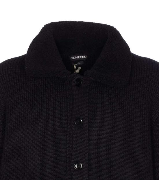  톰포드 가디건 톰 포드 시어링 칼라 캐시미어  블랙 - TOMFORD