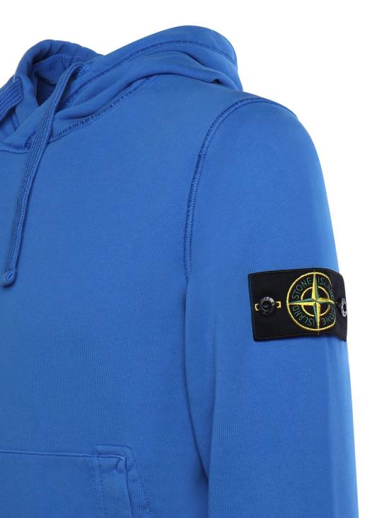  스톤 아일랜드 긴팔 티셔츠 코튼 로고 스웨트셔츠 브라이트 블루 - STONE ISLAND