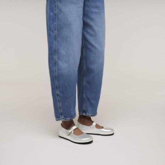  버켄스탁 플랫 슈즈 산타 클라리타 슈즈 실버