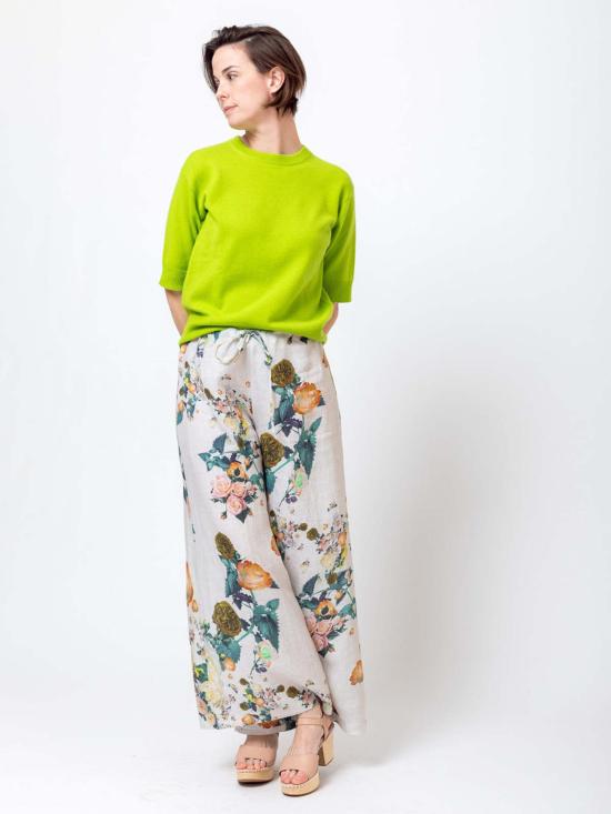  Replika 팔라초 팬츠 레플리카 린넨 플로럴 드로스트링