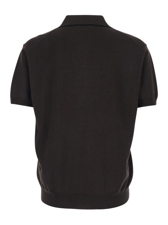  톰포드 폴로 티셔츠 톰 포드 브이넥 코튼/실크 폴로 셔츠 브라운 - TOMFORD
