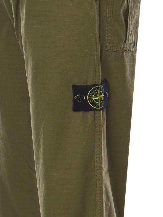  스톤 아일랜드 치노 팬츠 코튼 립스톱  밀리터리 그린 - STONE ISLAND