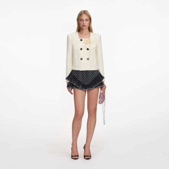  셀프 포트레이트 자켓 3D 플라워 재킷 크림