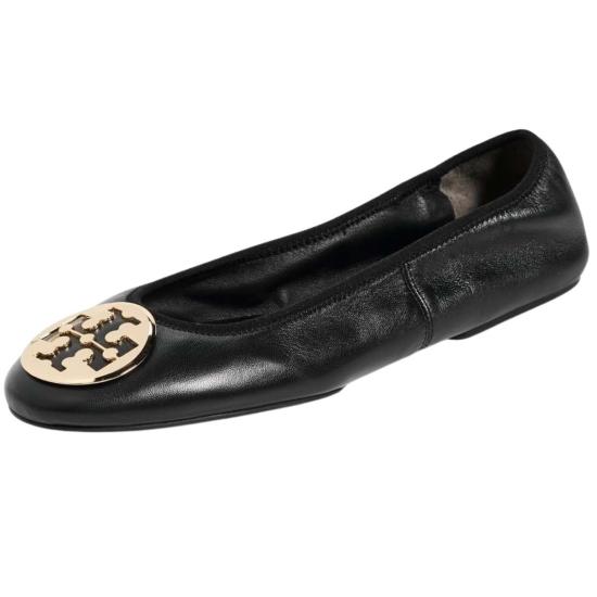  토리버치 플랫 슈즈 레바 트래블 발레 플랫 퍼펙트 블랙/골드
