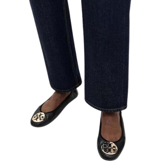  토리버치 플랫 슈즈 레바 트래블 발레 플랫 퍼펙트 블랙/골드 - TORY BURCH