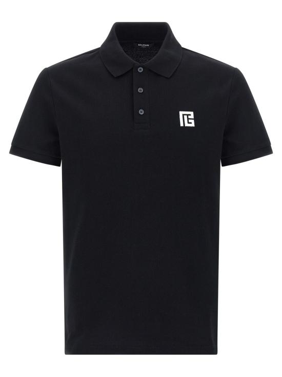  발망 폴로 티셔츠 자수 폴로 셔츠 화이트/블랙