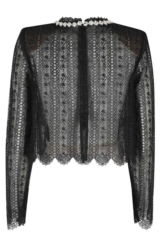  셀프 포트레이트 블라우스 오르간자 레이스 탑 블랙 - SELF PORTRAIT