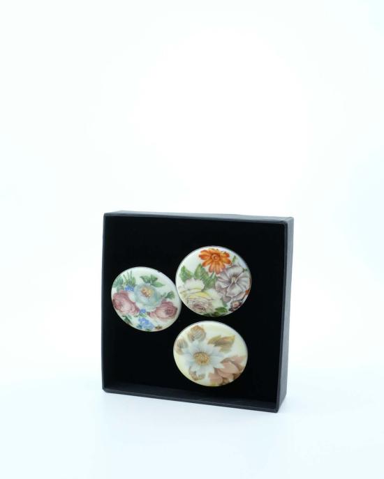  어니스트 더블유 베이커 브로치 어니스트 W. 베이커 세라믹 꽃무늬 브로치 - ERNEST W. BAKER