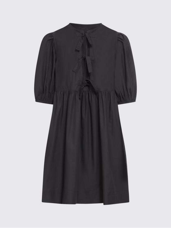 25FW 가니 코튼 포플린 타이 스트링 미니 드레스 F9005 099 Black