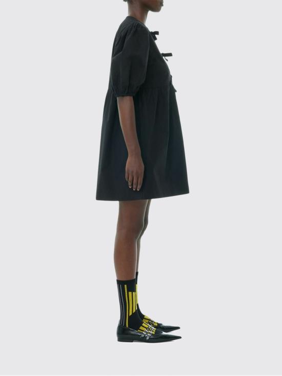 25FW 가니 코튼 포플린 타이 스트링 미니 드레스 F9005 099 Black - GANNI