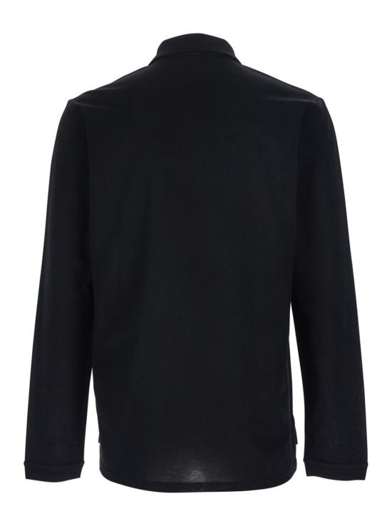  지방시 폴로 티셔츠 블랙 폴로 셔츠 (긴팔, 가슴 부분 로고 패치) - GIVENCHY