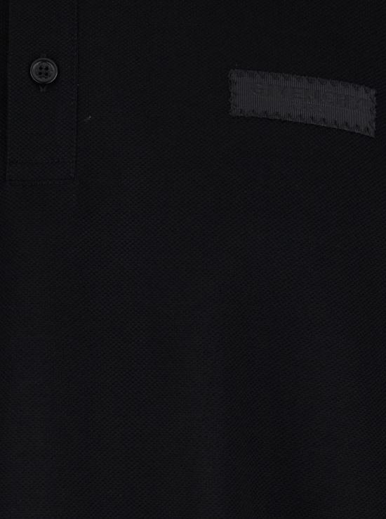  지방시 폴로 티셔츠 블랙 폴로 셔츠 (긴팔, 가슴 부분 로고 패치) - GIVENCHY