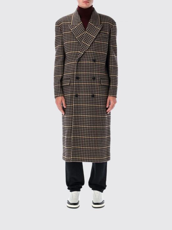 25FW 생로랑 체크 울 소재 롱 코트 845729Y3J60 1016 Multicolor