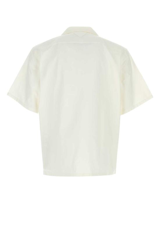  프라다 반팔 셔츠 화이트 포플린 셔츠 그린 - PRADA