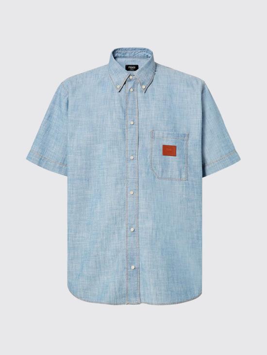 25FW 펜디 샴브레이 반소매 셔츠 FS1321AUWX F0LQ0 Blue