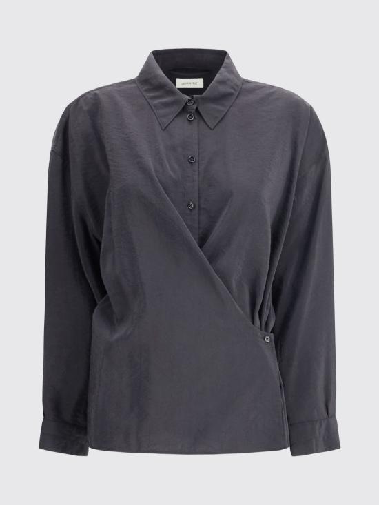 25FW 르메르 스트레이트 칼라 트위스트 셔츠 SH1141LF1308 BK999 Black