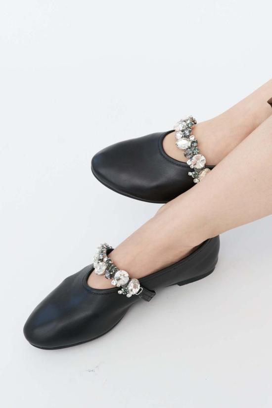  올블랙 플랫 슈즈 올 블랙 미스 블링 플랫