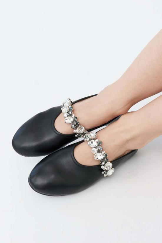  올블랙 플랫 슈즈 올 블랙 미스 블링 플랫 - ALL BLACK