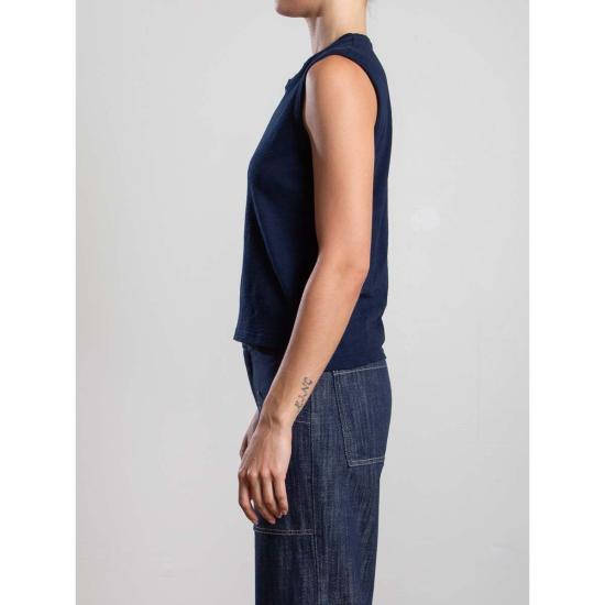  파라오 민소매 티셔츠 아바 탱크 수피마 슬럽 탱크 미드나잇 - PHARAOH