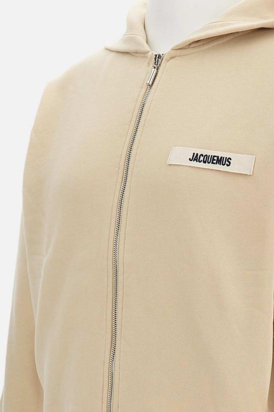  자크뮈스 긴팔 티셔츠 르 후디 지퍼 그로스 그레인 후디 베이지 - JACQUEMUS