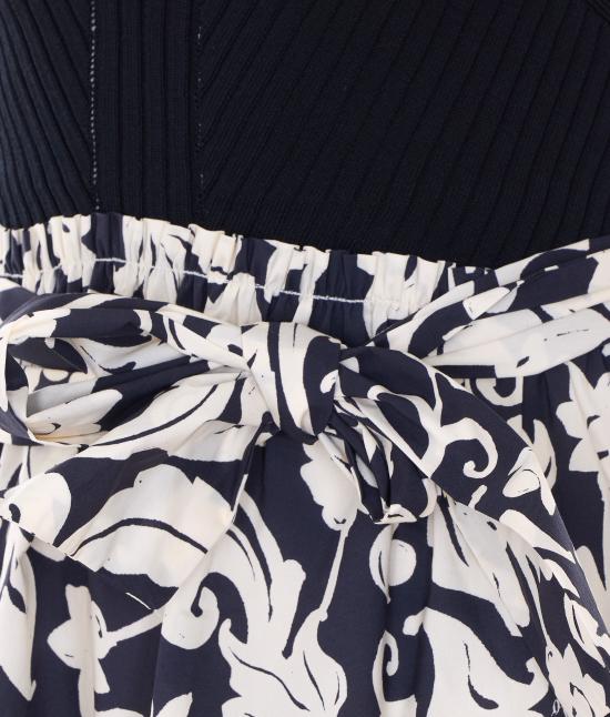 26SS 리우조 미디 원피스 WA6467 MS55NP9445 Black b w arab - LIU JO