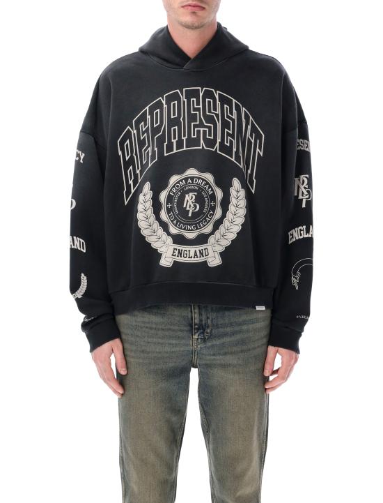 26SS 리프레젠트 후드 티셔츠 MLM100372 04 STAINED BLACK