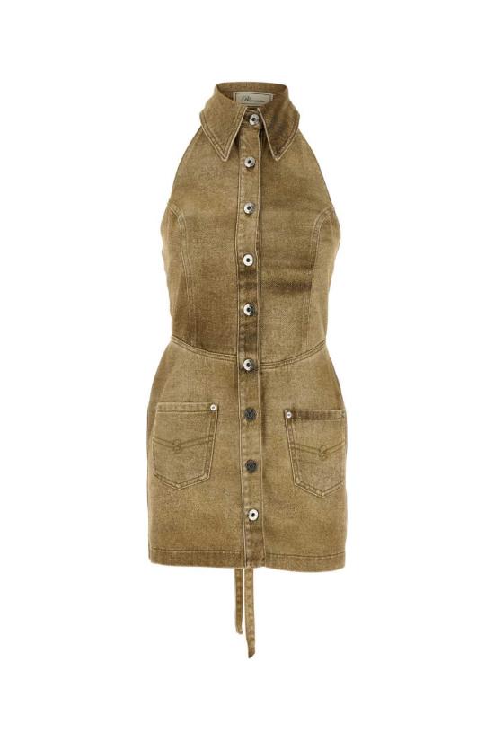  블루마린 숏 원피스 Blumarine 프린트 데님 미니 드레스 Beigetoffee